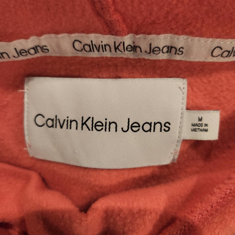 Calvin Klein Jeans Womens Pink Logo Crop Top Hoodie Size Medium 90's Retro Y2K - Picture 6 of 8
